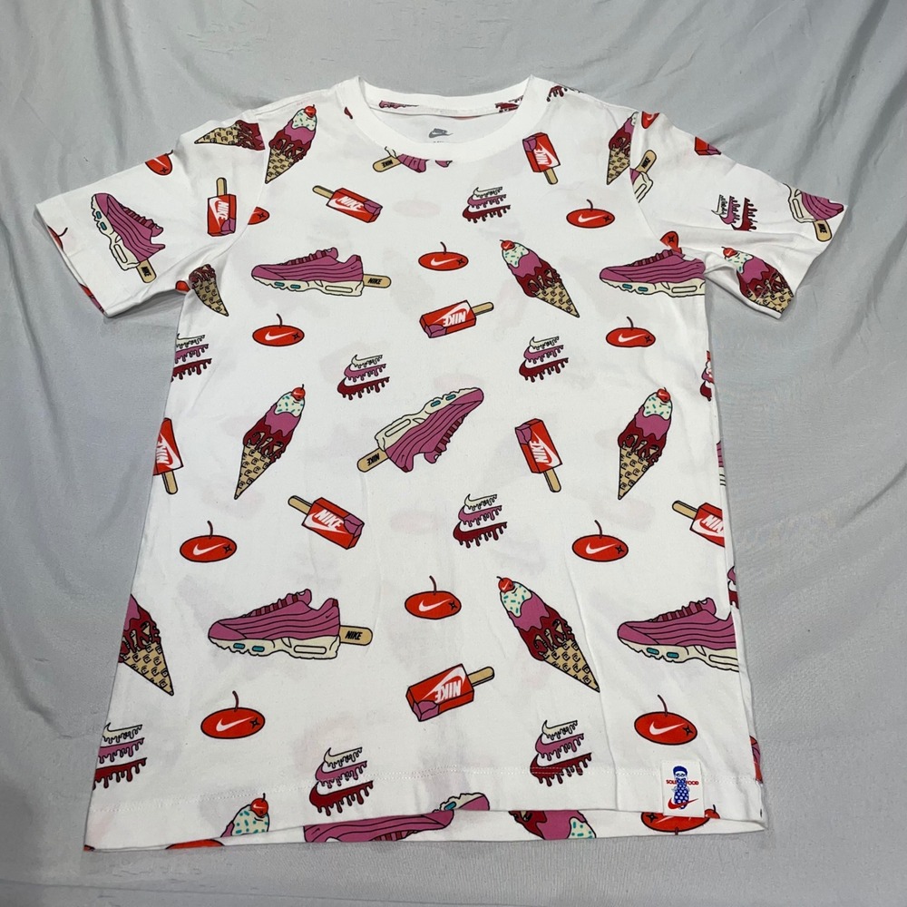 Nike Kids Air Max 95 Ice Cream All Over Print Graphic T-Shirt White Large L